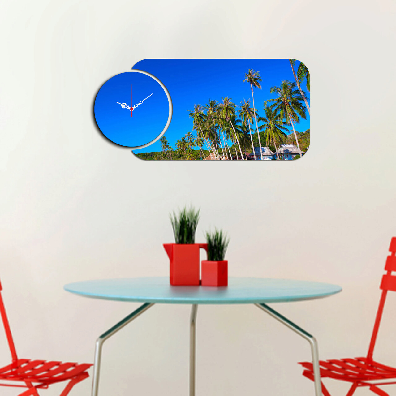 Ceas de perete, YMS-83, Dimensiune: 68 x 32 cm, Multicolor - imagine 3